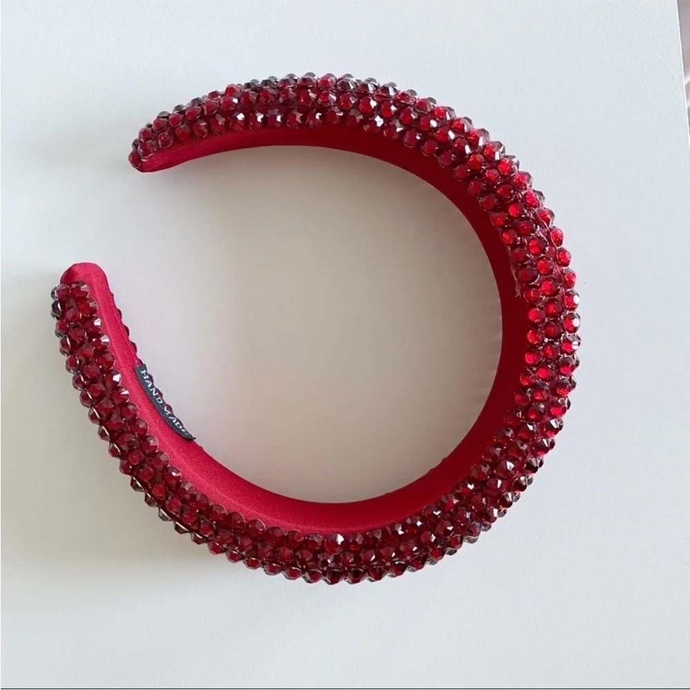 NWOT Red Sparkly Jeweled Padded Headband Beaded Holiday Christmas